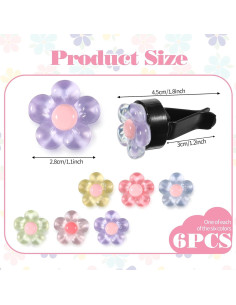 6 Clips de Flor para Ventilación de Coche Piriuuo Multicolor 2