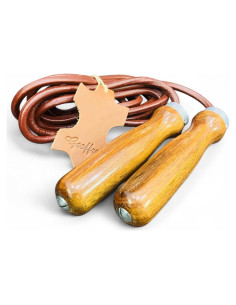 Cuerda de Salto Geoffrey 2.74m Cuero de Vaca Marrón Vintage