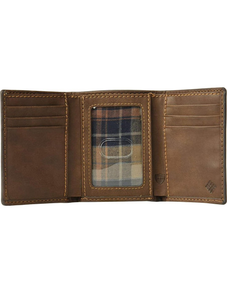 Billetera Trifold RFID Hombre Columbia Marrón Casual