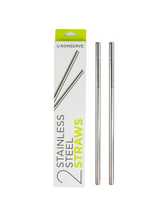 Popotes Reutilizables de Acero Inoxidable U-Konserve 21.6 cm - Set de 2