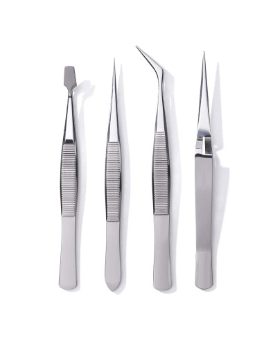 Juego de Pinzas de Precisión Edward Harden 4 Piezas Acero Inoxidable