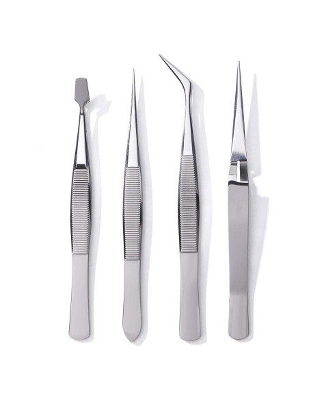 Juego de Pinzas de Precisión Edward Harden 4 Piezas Acero Inoxidable