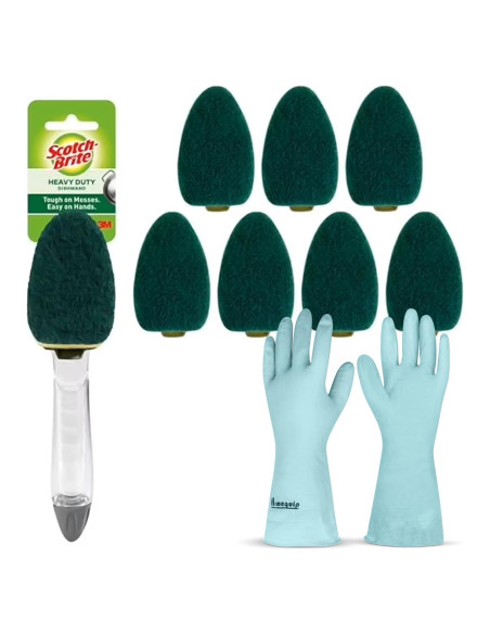 Recargas de Cepillo de Platos Scotch Brite + Guantes Reutilizables