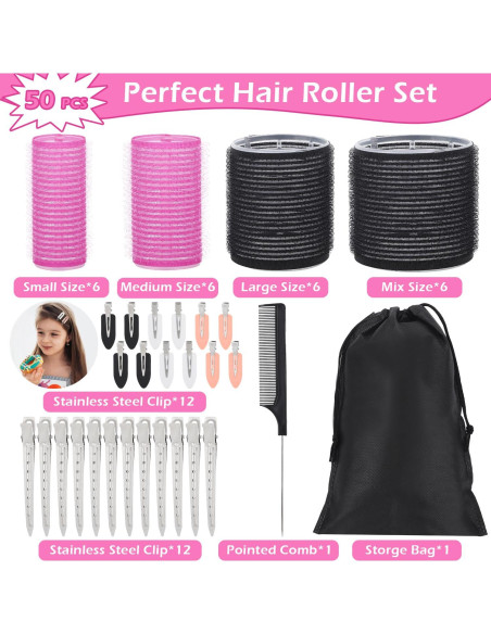 Juego de Rulos Autoadhesivos OJXKZ 50 Piezas para Cabello
