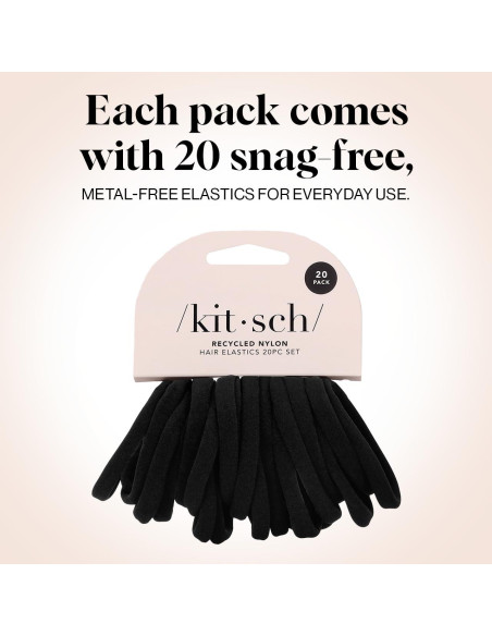 Bandas para el Cabello Kitsch Negras Sin Daño - 20 Unidades