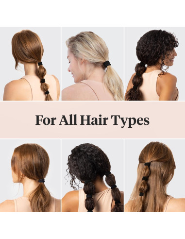 Bandas para el Cabello Kitsch Negras Sin Daño - 20 Unidades