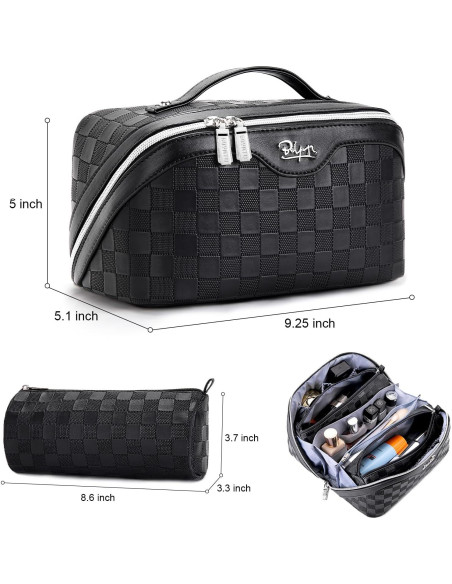 Set de 3 Bolsas de Maquillaje de Viaje BOYATU - Cuero Vegano Negro