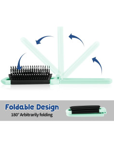 Cepillo de Pelo Plegable con Espejo Styquenzer Verde 11x4cm 2