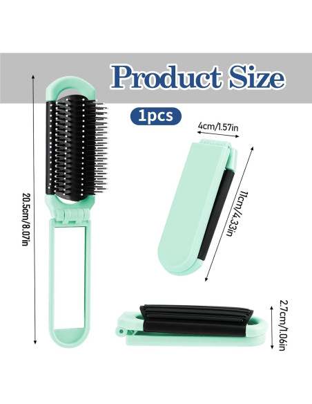 Cepillo de Pelo Plegable con Espejo Styquenzer Verde 11x4cm