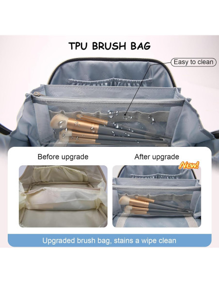 Set de 3 Bolsas de Maquillaje de Viaje BOYATU - Cuero Vegano Negro