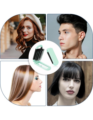Cepillo de Pelo Plegable con Espejo Styquenzer Verde 11x4cm