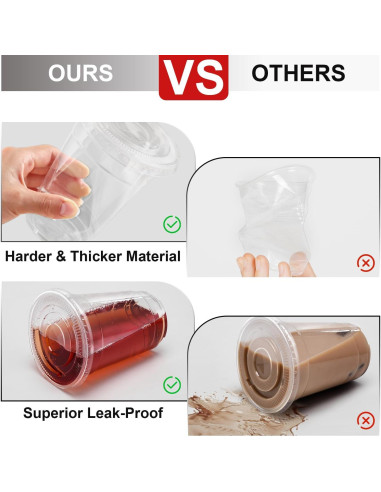 Paquete de 100 vasos desechables Huifany 480 ml con tapas y popotes