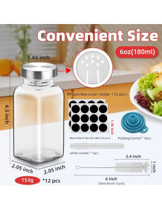 Set de 2 Tarros de Especias de Vidrio 6 oz eispapa con Tapas 2