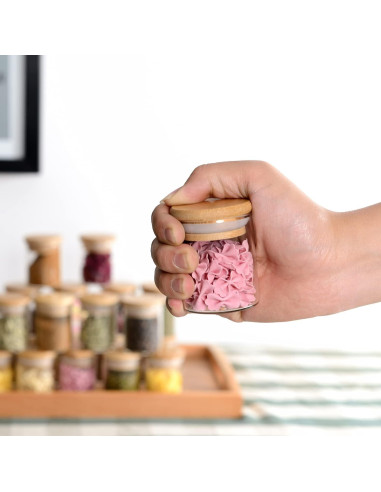 20 Tarros de Especias de Vidrio ZPGXLRZ con Tapas de Bambú 73ml