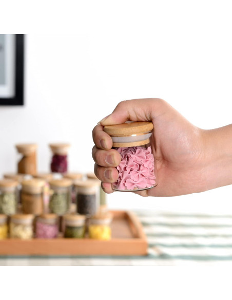 20 Tarros de Especias de Vidrio ZPGXLRZ con Tapas de Bambú 73ml