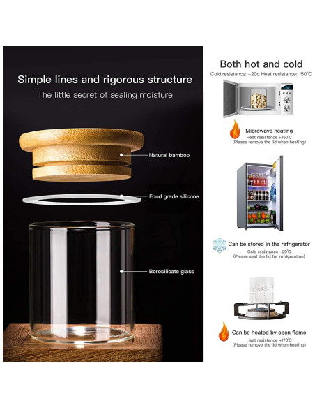 20 Tarros de Especias de Vidrio ZPGXLRZ con Tapas de Bambú 73ml