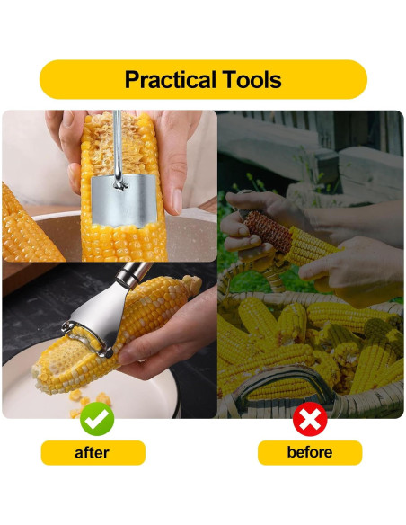 Juego de Pelador y Desgranador de Maíz YFANITI - Acero Inoxidable