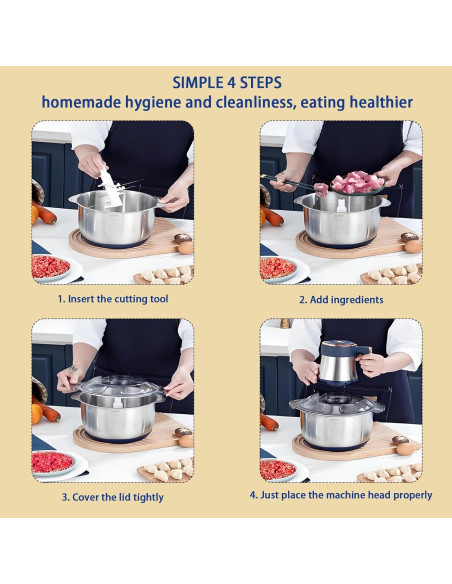 Picadora de Alimentos Eléctrica Yehenarn 3L 800W Acero Inoxidable