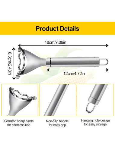 Juego de Pelador y Desgranador de Maíz YFANITI - Acero Inoxidable