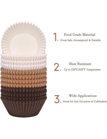 Forros de Cupcake Estándar SKIDEC 300 Piezas Papel Desechable