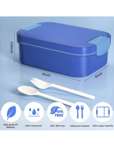 Caja Bento Azul Winproper 66oz 1960ml a Prueba de Fugas