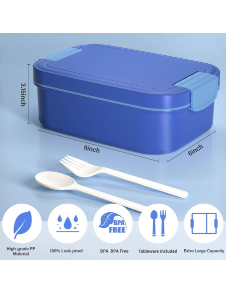 Caja Bento Azul Winproper 66oz 1960ml a Prueba de Fugas