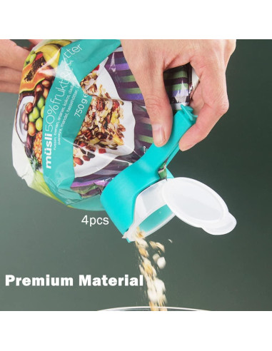 4 Clips de Sellado de Alimentos CALIDAKA - Reutilizables 12.8 cm