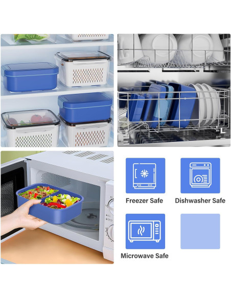 Caja Bento Azul Winproper 66oz 1960ml a Prueba de Fugas