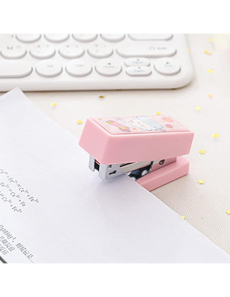 Set Grapadora Mini Zenarao Rosa con Grapas No.12 y Quitagrapas