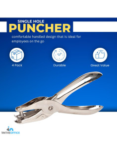 Perforadora de Un Solo Agujero 1EnLaOficina - Paquete de 4 2