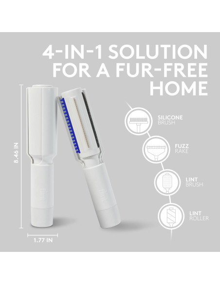Eliminador de Pelo de Mascotas Flint 4-en-1 - Cepillo y Rodillo