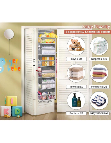 Organizador de Puerta MISSLO 6 Bolsillos Grandes y 12 Laterales