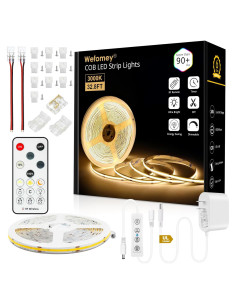 Tira de luz LED COB 10m 3000K regulable con control remoto