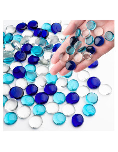 Canicas de Vidrio Azul Mezcladas 1 LB Meschett para Decoración