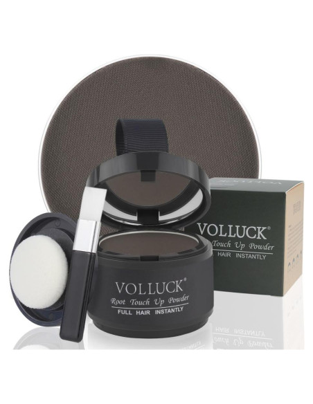 Polvo Retoque Raíces VOLLUCK Marrón Oscuro 3.98g - Cubre Cabello Gris