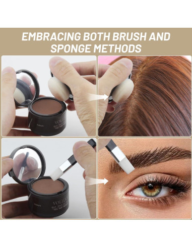 Polvo Retoque Raíces VOLLUCK Marrón Oscuro 3.98g - Cubre Cabello Gris