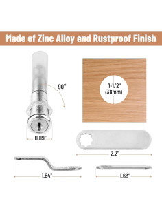 Cerraduras de Gabinete Bates con Llave - Paquete de 2, 3.81 cm 2