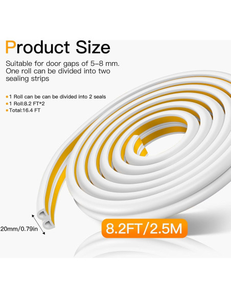 Tira de Sello de Espuma MEIZHJJU 2.5m Aislamiento Blanco Tira de Sello de Espuma MEIZHJJU 2.5m Aislamiento Blanco