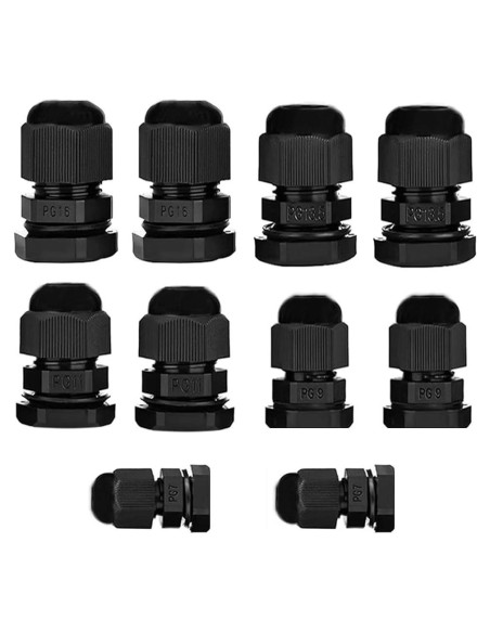 Conector de Cable Nylon Impermeable Ajustable 3-13mm - Paquete de 10