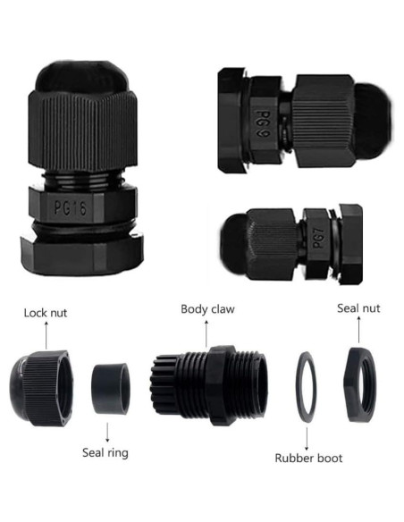 Conector de Cable Nylon Impermeable Ajustable 3-13mm - Paquete de 10