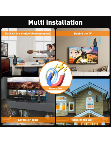 Antena de TV Digital HD KLOMIER 901 km Amplificador 4K