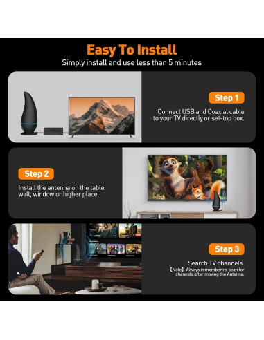 Antena de TV Digital HD KLOMIER 901 km Amplificador 4K