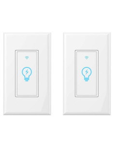 Interruptor de Luz Inteligente Micmi, Control Remoto WiFi, 2 Pzas