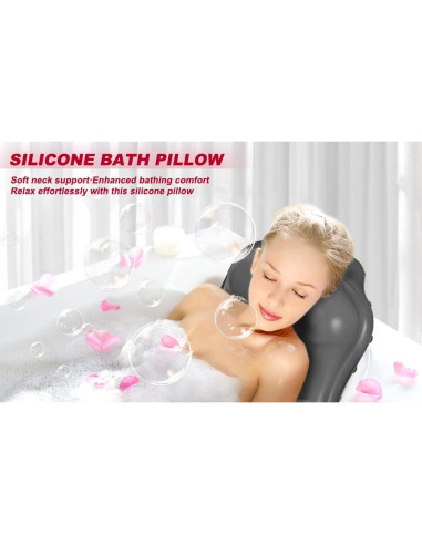 Almohada de Baño GoEase de Silicona Impermeable con 36 Ventosas