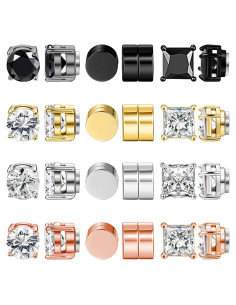 Pendientes Magnéticos Unisex NEWITIN Acero Inoxidable 12 Pares