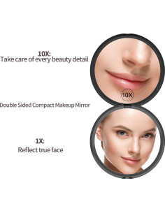 Espejo de Maquillaje Gospire 4" Doble Cara 1X/10X Plegable Negro 2