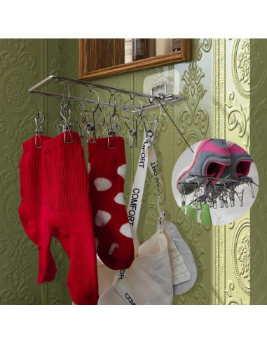 Clip para Calcetines Plegable OULIGET 10 Ganchos Acero Inoxidable