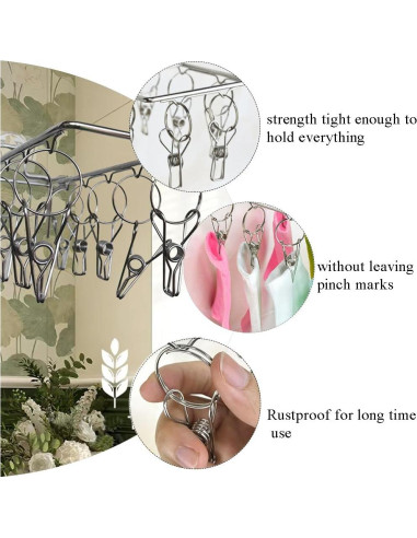 Clip para Calcetines Plegable OULIGET 10 Ganchos Acero Inoxidable