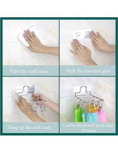 Clip para Calcetines Plegable OULIGET 10 Ganchos Acero Inoxidable