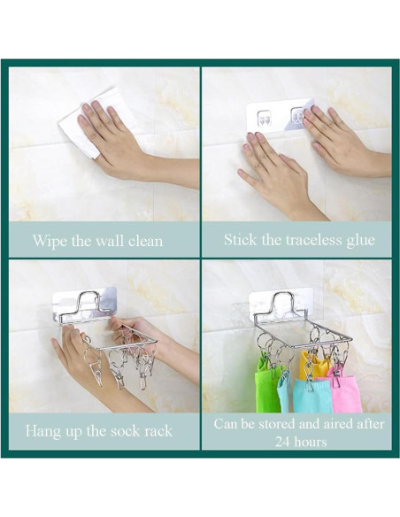 Clip para Calcetines Plegable OULIGET 10 Ganchos Acero Inoxidable